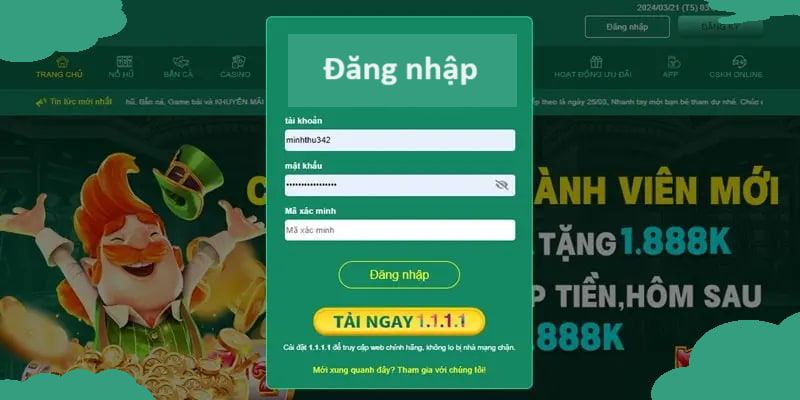 Đăng nhập tài khoản trên web